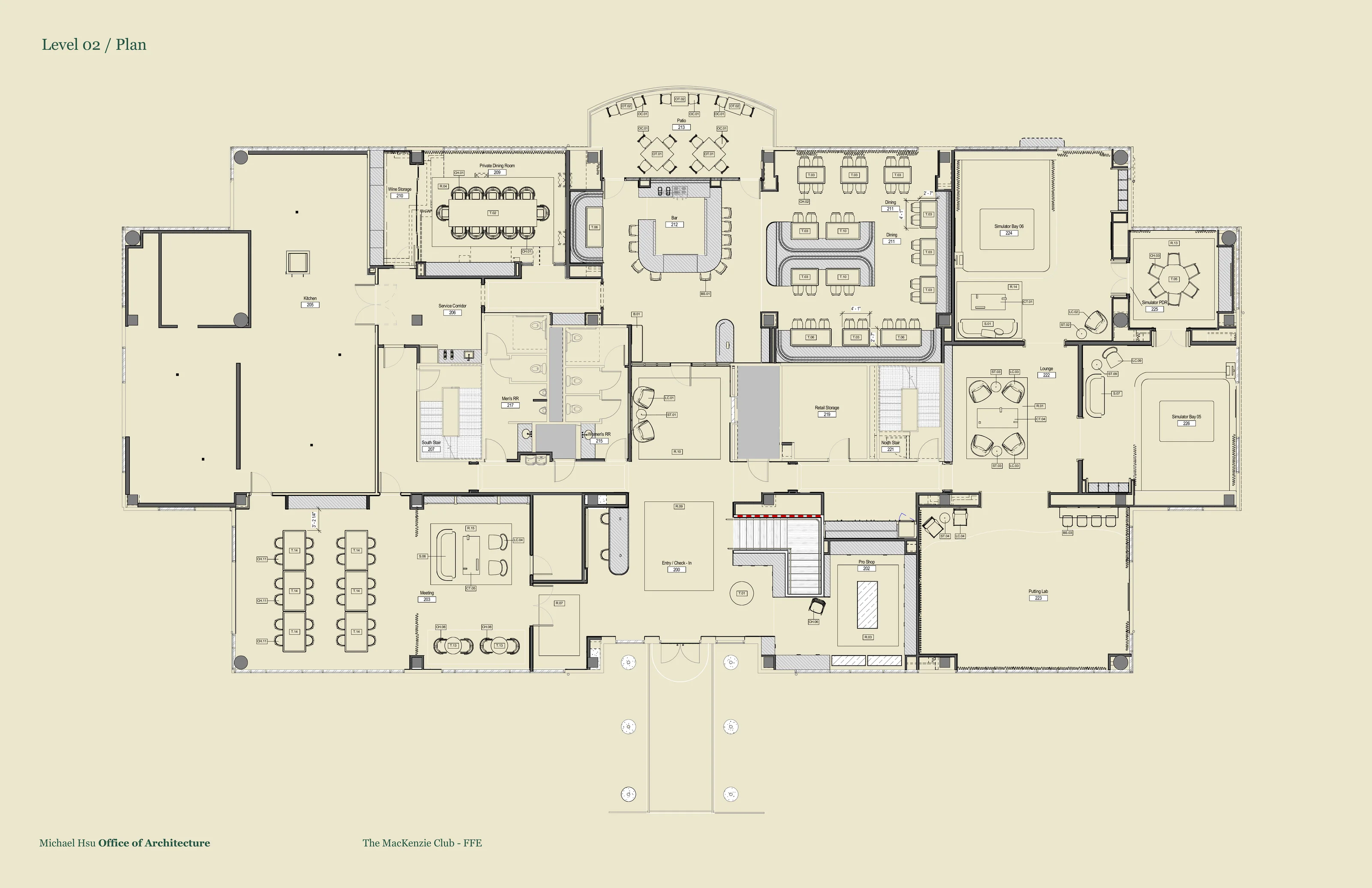 Architectural floor plan of Level 2 at The Mackenzie Club